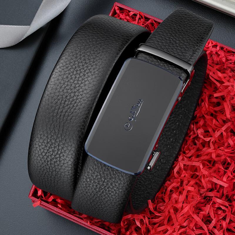 Jinlilai Men s Top-Grain Leather Automatic Buckle Belt 120cm