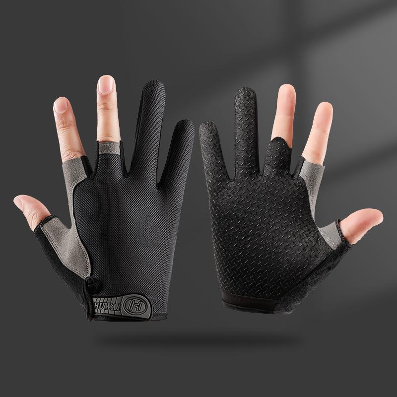 Summer Thin Non-Slip Anti-Stab Fishing Gloves with Exposed Two Fingers for Lure, Casting, Baiting, and Sea Fishing