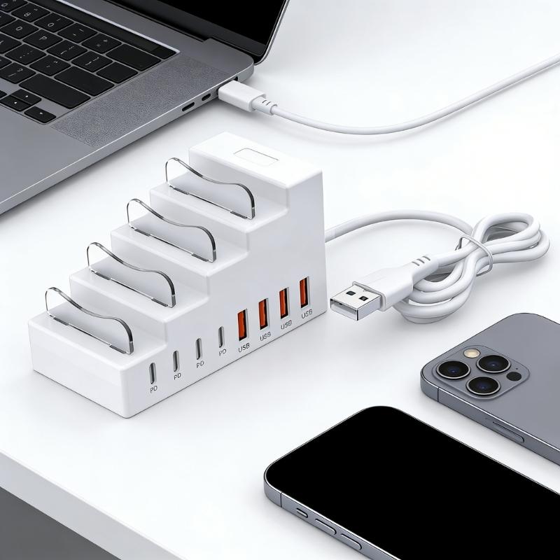 Multiple Device Charging Solution With Cable Management And Secure Base For Neat sectors