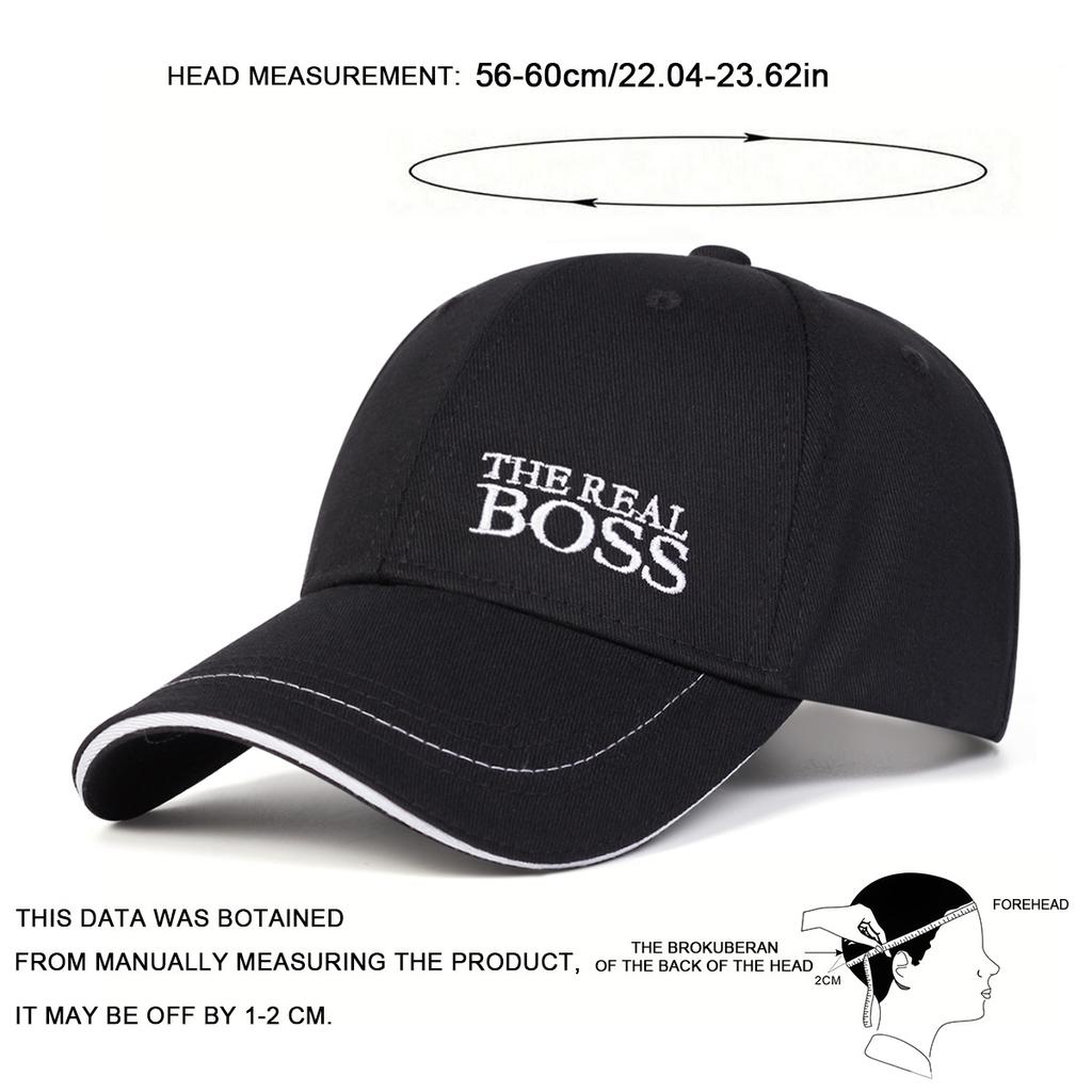 Letter THE REAL BOSS Embroidered Baseball Cap Unisex Adjustable Outdoor Hat Leisure Sports Travel Hats Sun Caps