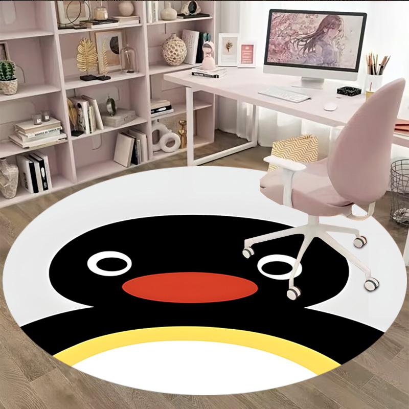 1pc Pingu1 Carpet, Round Rug, Comfortable, Suitable for Entryways, Living Rooms, Office, And Bedrooms, Christmas Decoration