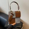 Popular niche design splicing portable small square bag new fashionable contrasting color shoulder messenger bag