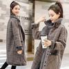 Plaid Faux Leder Pelz Parka Mantel Frauen Herbst Winter Neue Lamm Pelz Weibliche Mantel Fügen Samt Warm Zu Halten Oberbekleidung