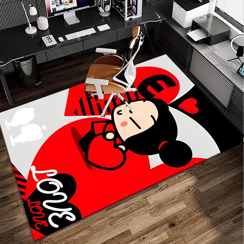 Heartfelt Love Cute Doll Office Rug Chair Mat, Game Carpet, Suitable for Front Door, Bedroom, Living Room, Desk, Holiday Gift