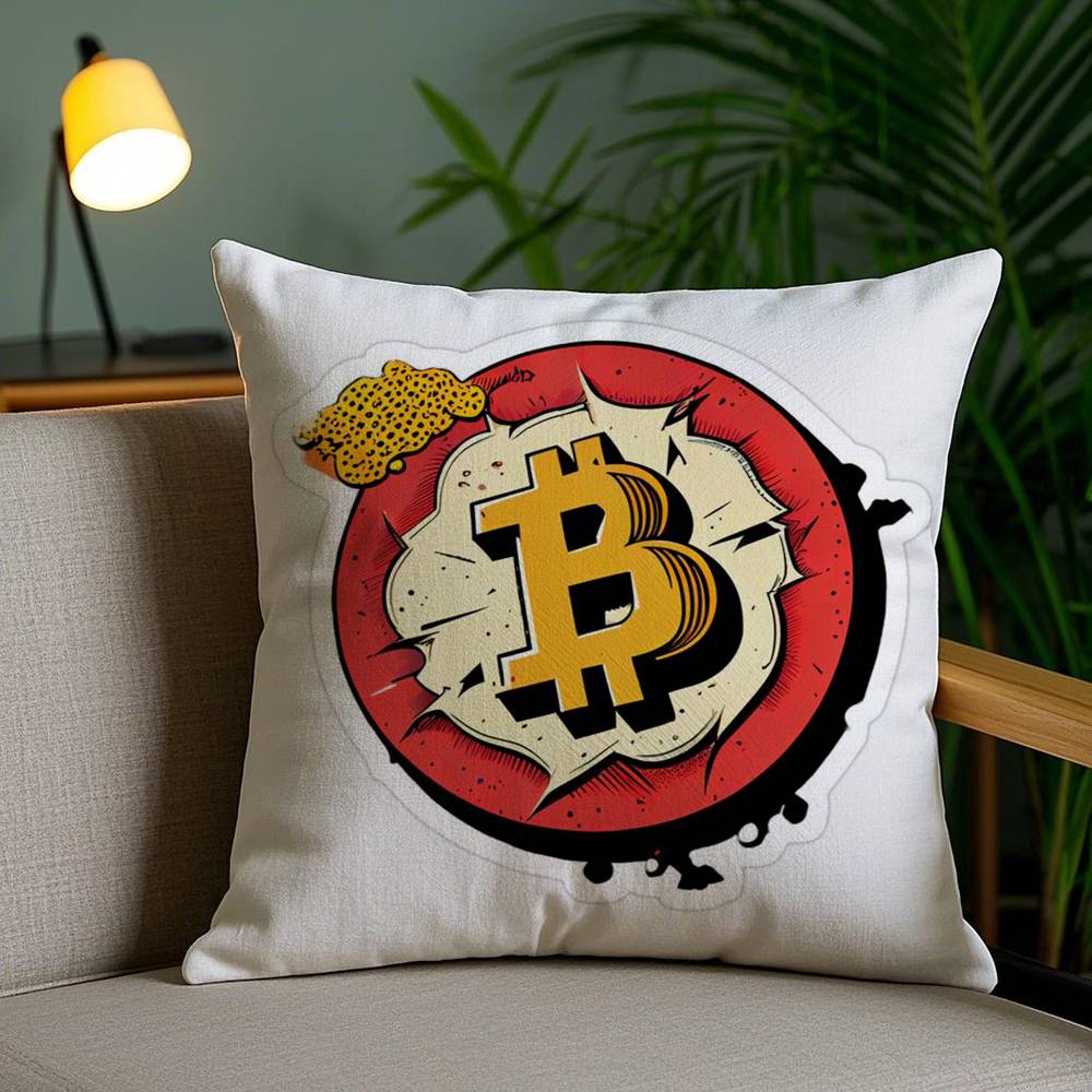 Bitcoin Cryptocurrency Btc Pillow Case Home Dorm Chair Back Short Plush Double-sided Printing Office Nap Time Cushion Cover