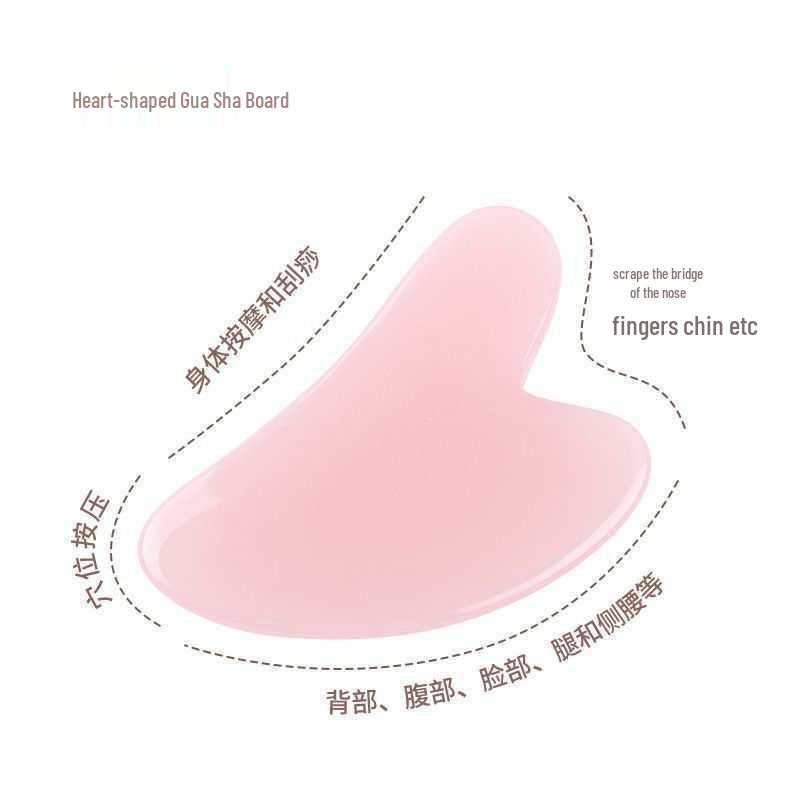 Набор роликов для лица и гуа ша из розового кварца в форме сердца: Двусторонний массажер для лица и розовая хрустальная доска для красоты в форме сердца