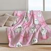1pc Pink Sweet Bow Cute Ghost Flannel Blanket Soft and Comfortable Nap Envelope Small Cover Blanket Multi-purpose Blanket