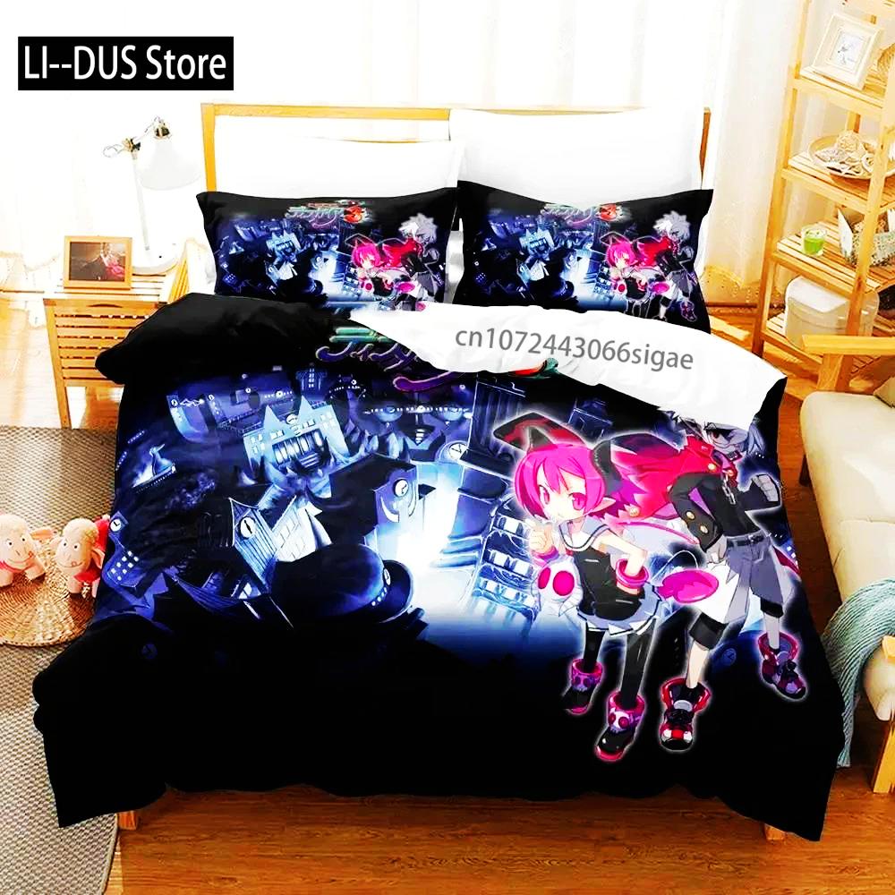 Anime Disgaea Bettwäsche-Set Bettbezug Bett-Set Steppdeckenbezug Kissenbezug Bettdecke King Queen Size Jungen Erwachsene Bettwäsche-Set