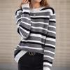 Tooxika Women's Clothing 2024 Autumn And Winter New Contrast Color Striped Pullover Sweater Top Round Neck Contrast Color Sweater For Women