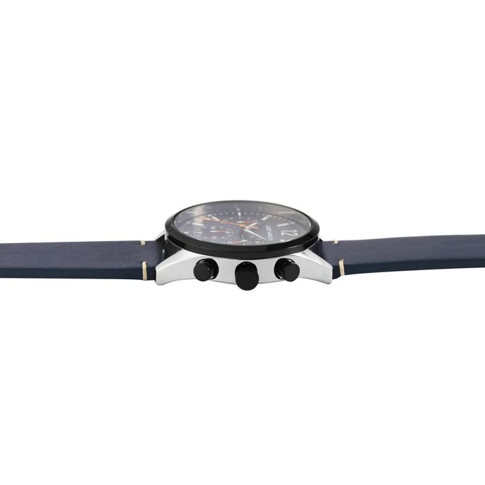 Montre bracelet homme - Theodor - Cadran bleu - Bracelet cuir bleu - Boîtier 41 mm