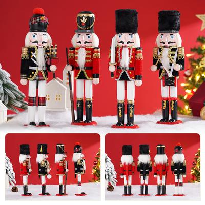 Conjunto de Quebra-Nozes de Natal de 30CM Quebra-Nozes de Madeira Ornamento Figura de Soldado Boneca Artesanal Decoração de Mesa para Casa/Escritório Decoração de Natal Presente