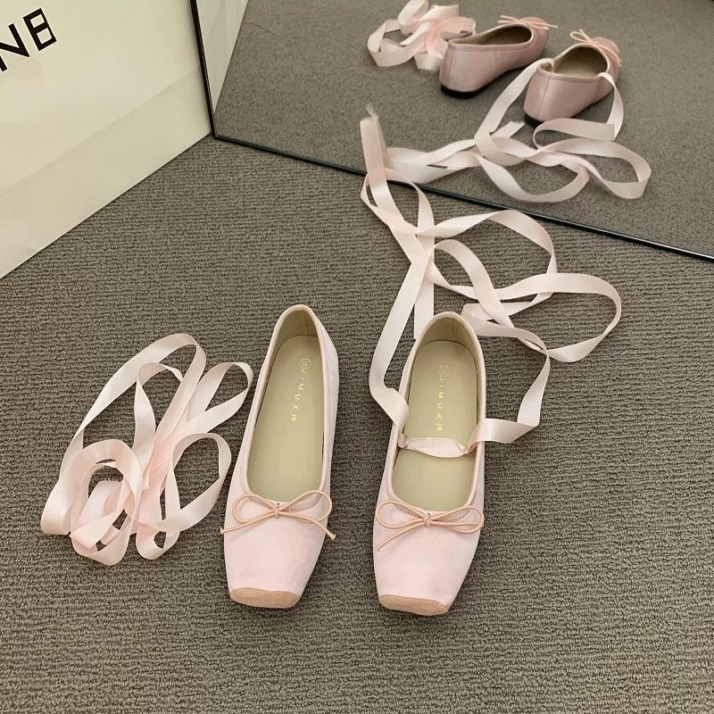 Fashion Women's Ballet Flats Shoes Woman Spring Summer 2024 Casual Barefoot Pink Fashion Elegant Sweet Socofy Ballerina Party on Offer