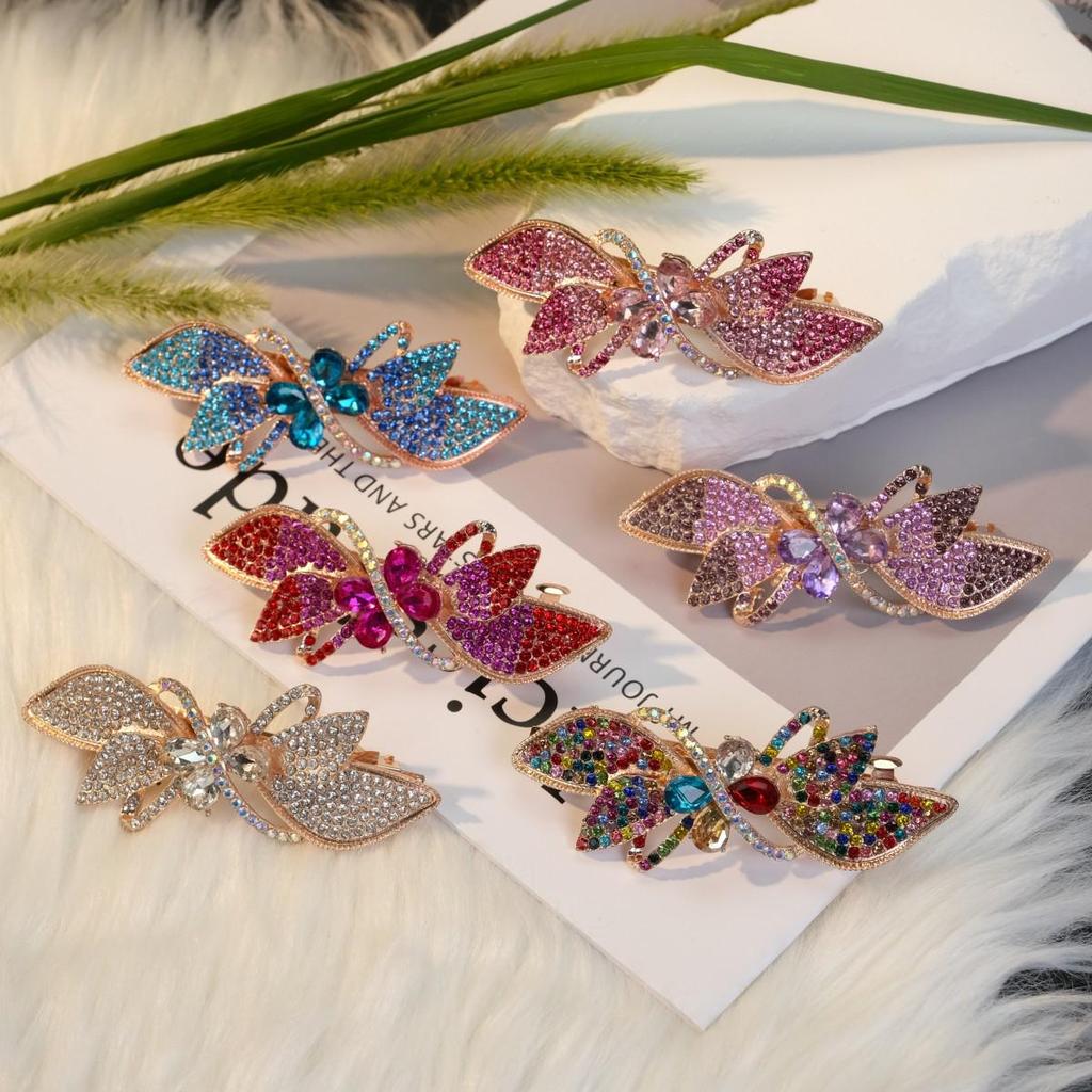 Elegant Korean Crystal Butterfly Rhinestone Ponytail Hair Clip