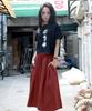 Deumakeu Real Wide Two Tuck Stripe Bumuda Pants - Burgundy
