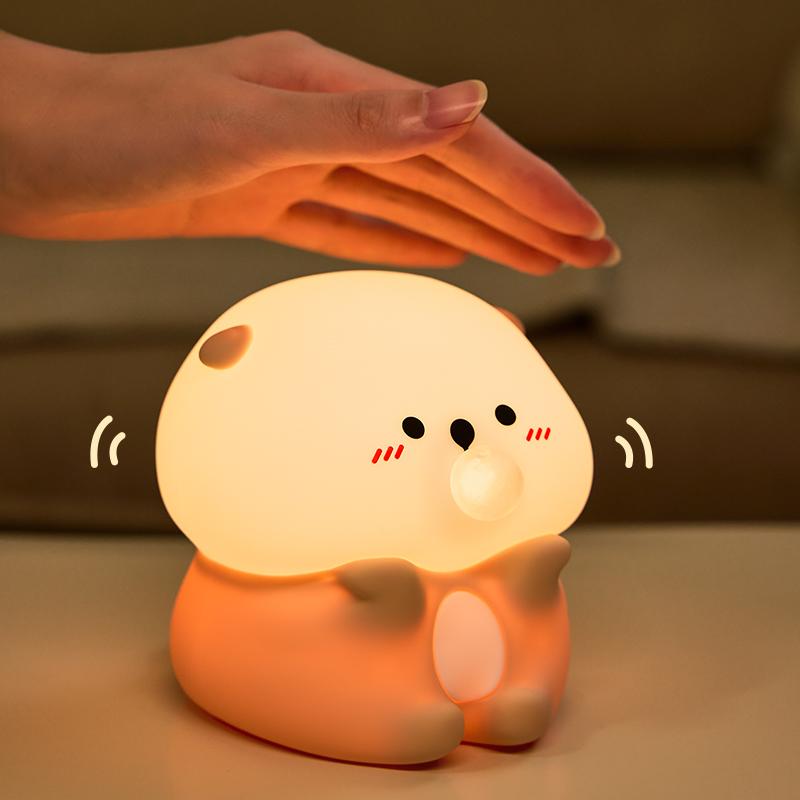 

Cute Sea Otter Silicone Night Light Rechargeable Led Table Lamp Timing For Kids Birthday Gift Toys Bedroom Bedside Nursery