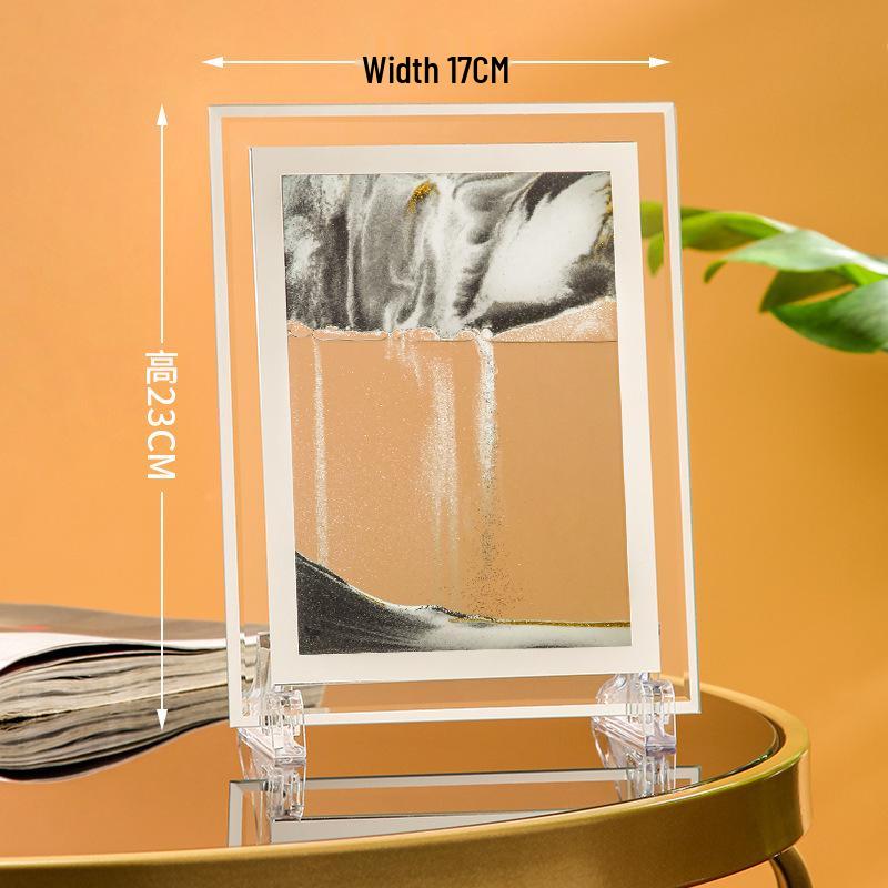 Ornament 3D Ruchomy Piasek Lustrzane Krawędzie Kwadratowy Obraz do Salonu - Szklana Dekoracja Rękodzieła Zestaw na Prezent
