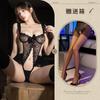 Sexy Lingerie, Sexy Lace Embroidered Onesie, Women's Hollow Open Gear, Hot Breasts Gather