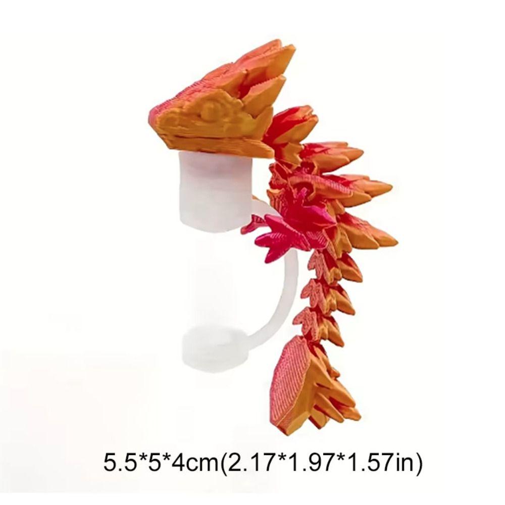 2Pcs Laser Gradient Color Dragon Straw Cover Silicone Straw Plug Straw Topper  Boys Gift