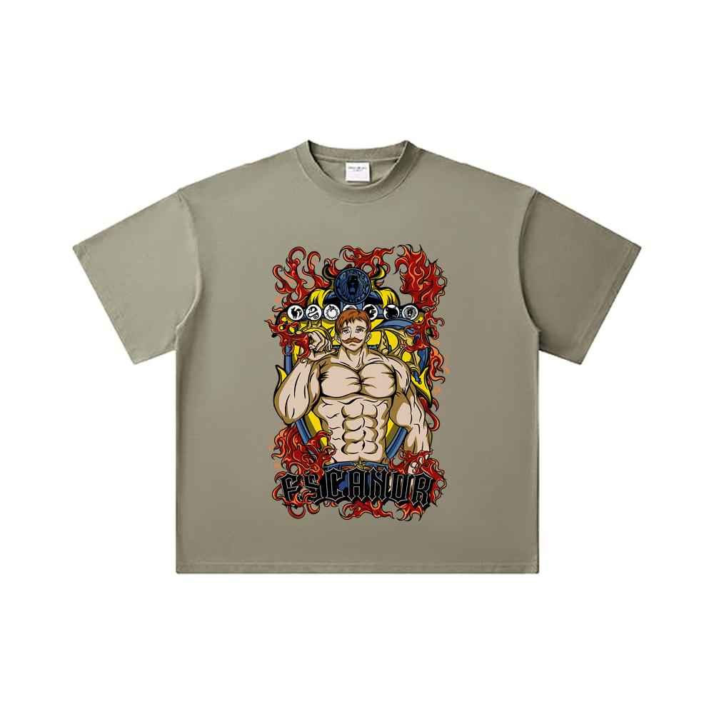 260 GSM Double Yarn 32 Count 100% Cotton Seven Deadly Sins V4 Escanor Print Unisex Heavy Cotton T Shirt