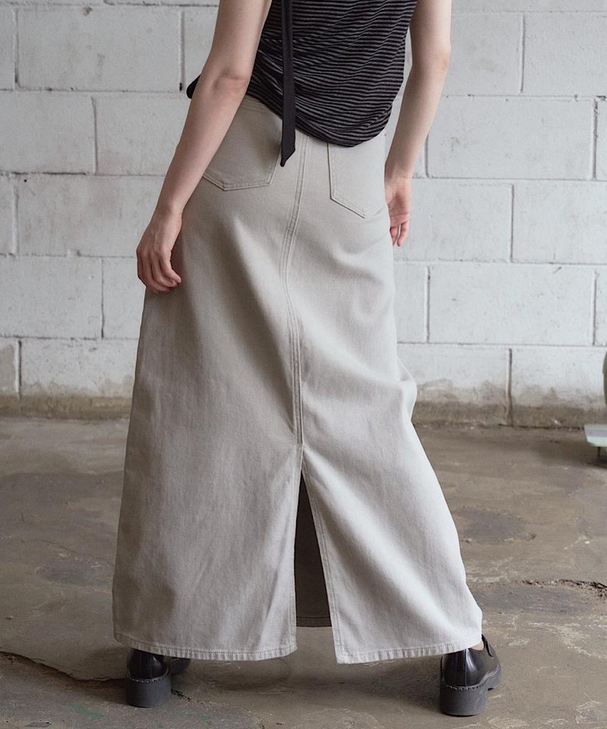 Apoem Canvas Belted Long Skirt (2C)