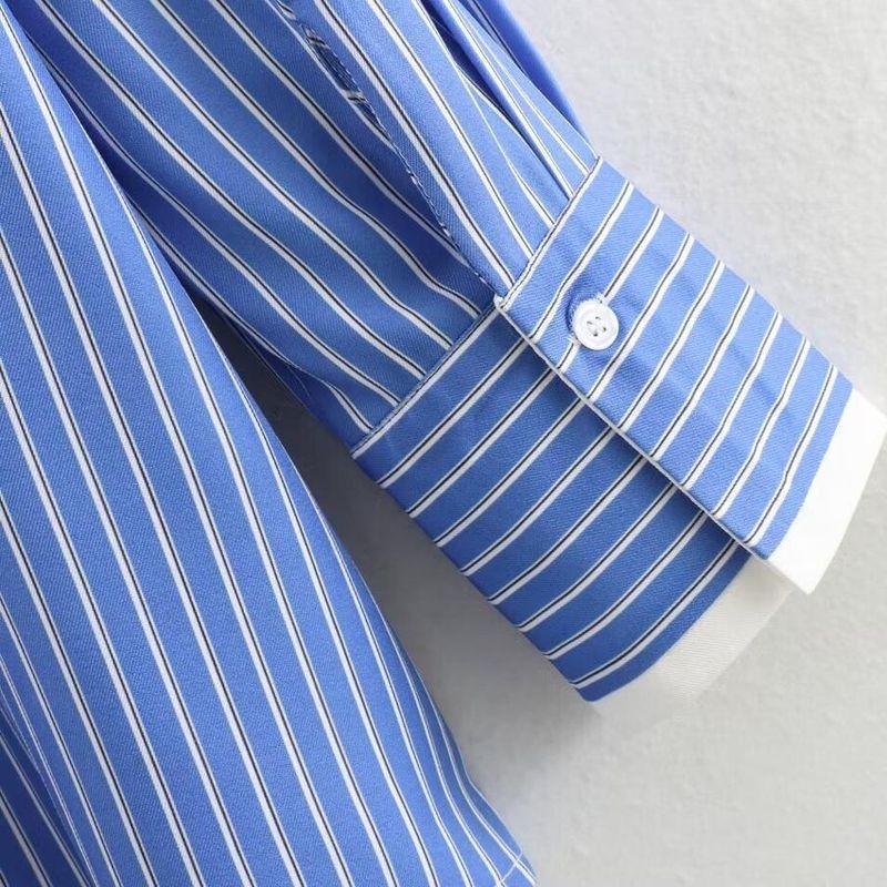 Kaslead New Arrival Women's Fashion Style Fashion Minimalist Long Sleeve Stripes Oxford Shirt Tops