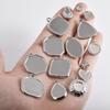 5pcs Round Rectangle Tray Blank Settings Cabochon Base Stainless Steel Pendant For Jewelry Making Supplies DIY Charm Accessories