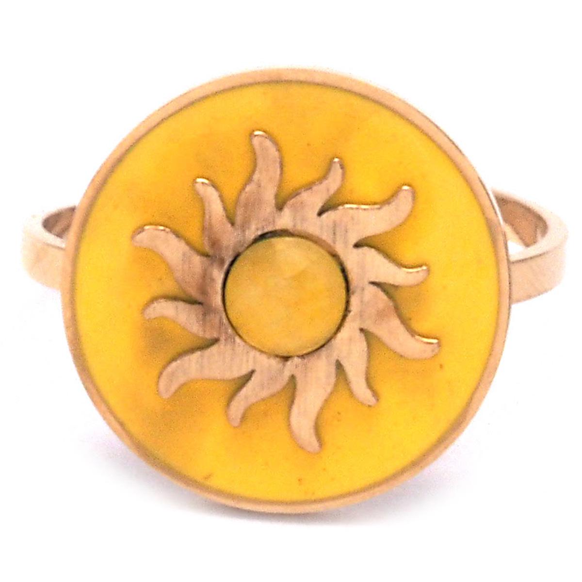 

Les Trésors De Lily [Q8734] - Дизайнерское кольцо из стали Soleil золотисто-желтого цвета - 15x15 мм