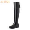 Mode AIYUQI Stiefel Damen 2025 Neu Echtes Leder Damen Oberschenkelhohe Stiefel Mode Overknee Stiefel Motorradstiefel Damenschuhe