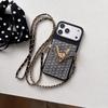 Wallet Lanyard Case for iPhone 17 Pro Max Air 11 12 13 15 16 14 Plus 16E Card Slots Crossbody Strap Leather V Fashion Bag Cover