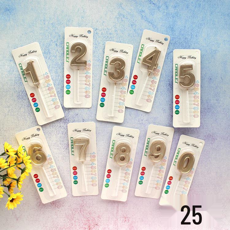 Champagne Gold Number Birthday Candles, 25 Pack (0-9), Party Decorations, Large Size Champagne Gold 0-9 [2 pcs each, total 20 pcs]