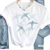 Swallows Graphic Tee, Bird Lover Gift, Unisex Cotton Shirt