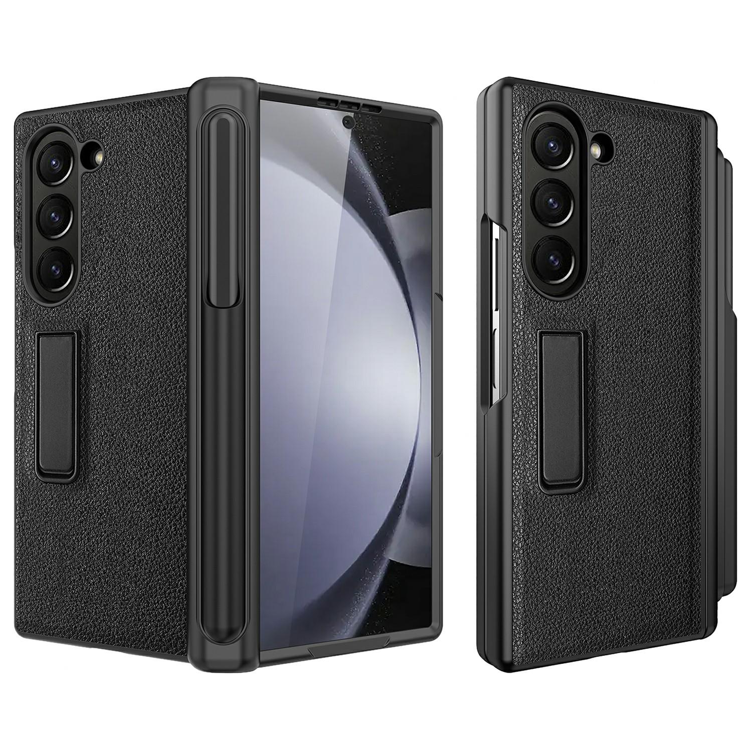 

For Samsung Galaxy Z Fold6 5G Case Kickstand PC+TPU Phone Cover with Pencil Slot Black