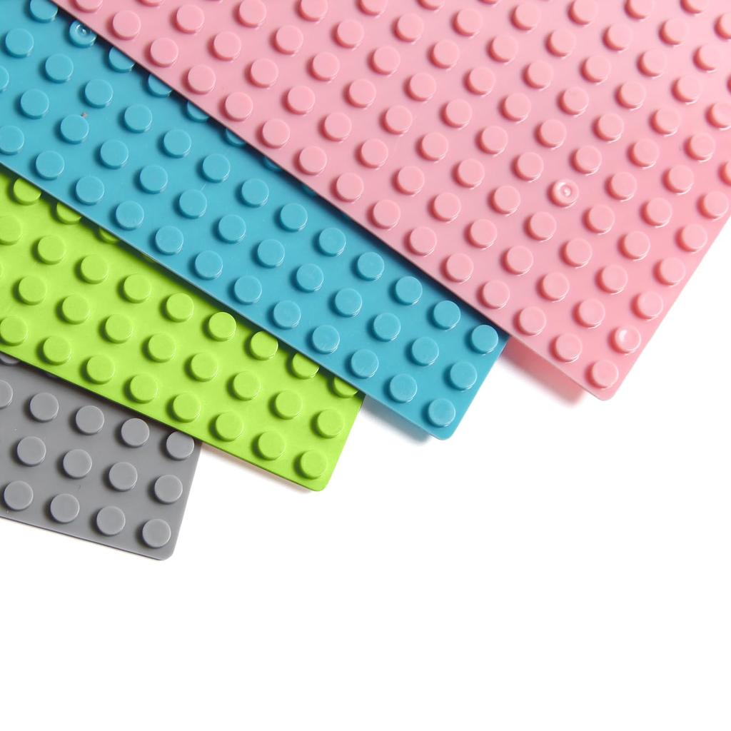 Classic Compatible Baseplate Block Set of 4 Light Light Light Plate, 32x32mm, (Pink, Blue, Green, Gray)