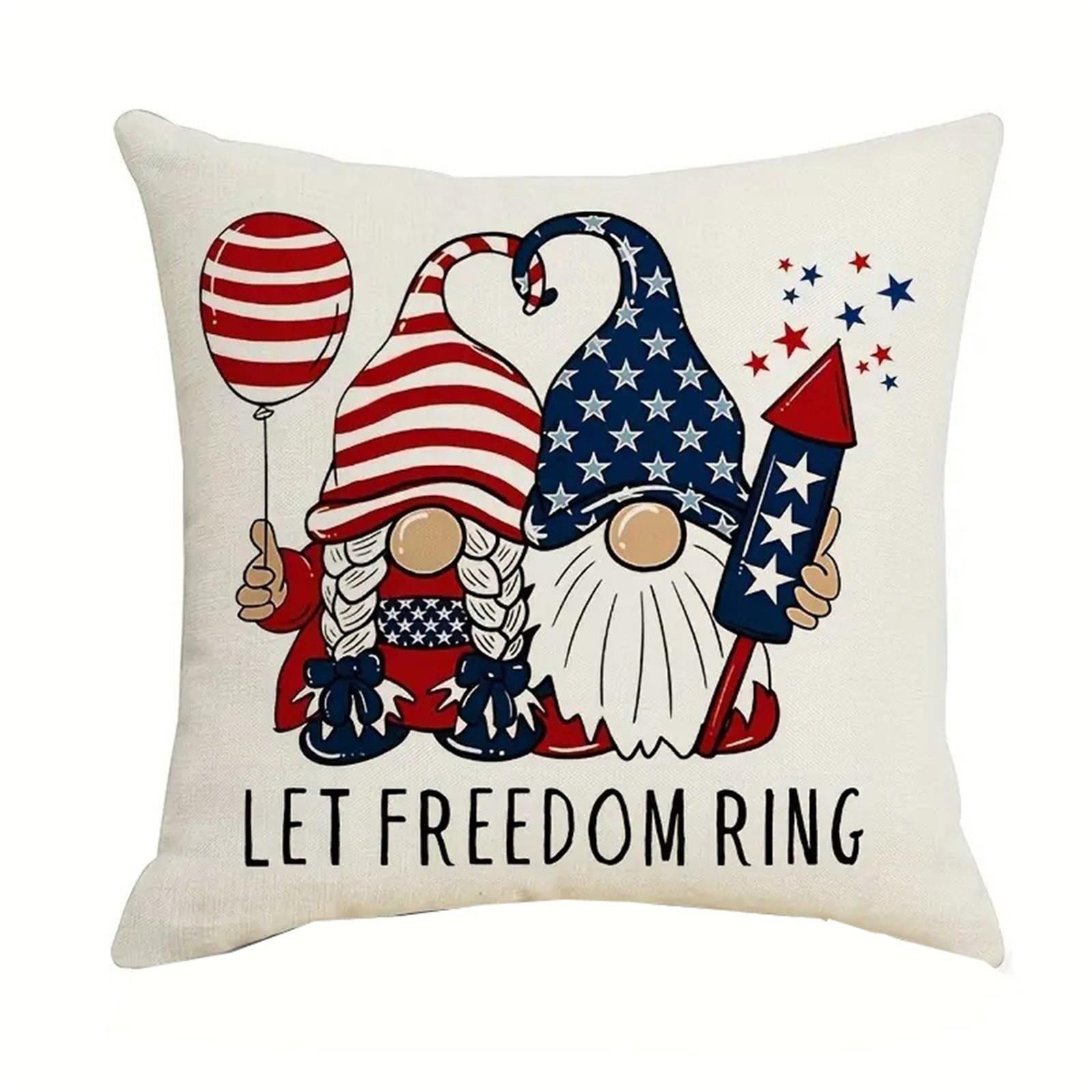 

Square Decorative Throw Pillow Cover with Sweet Land of Liberty Lettering and Star Print for Sofa Bed Chair Couch One Size