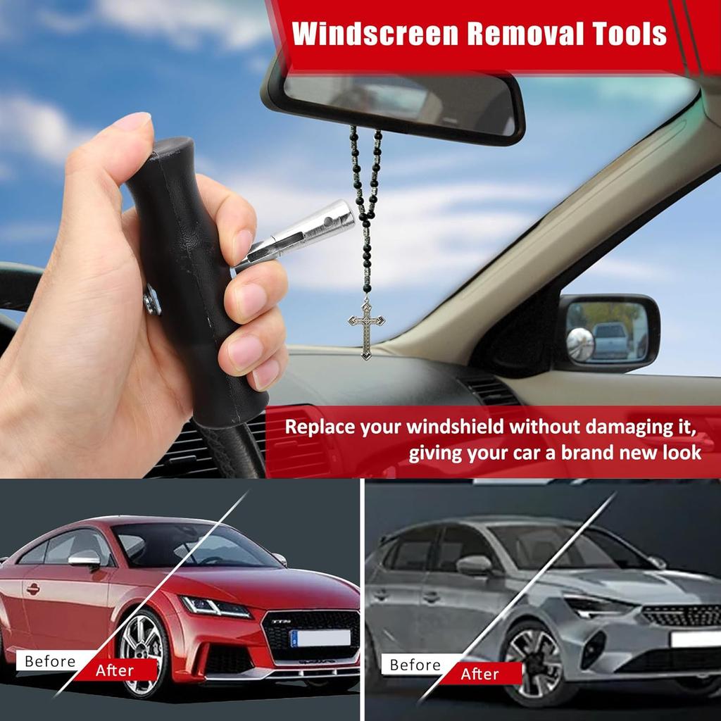 Acouto Windshield Removal Tool - Windshield Wire Cut Out Tool Car Windshield Removal Hand Tool Kit Window Glass Cutting Wire With Handles