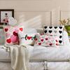1PC Valentine's Day Heart Tufted Cushion Cover Couple Festive LOVE Embroidered Pillow Cover Red Pink Wedding Party Home Decor
