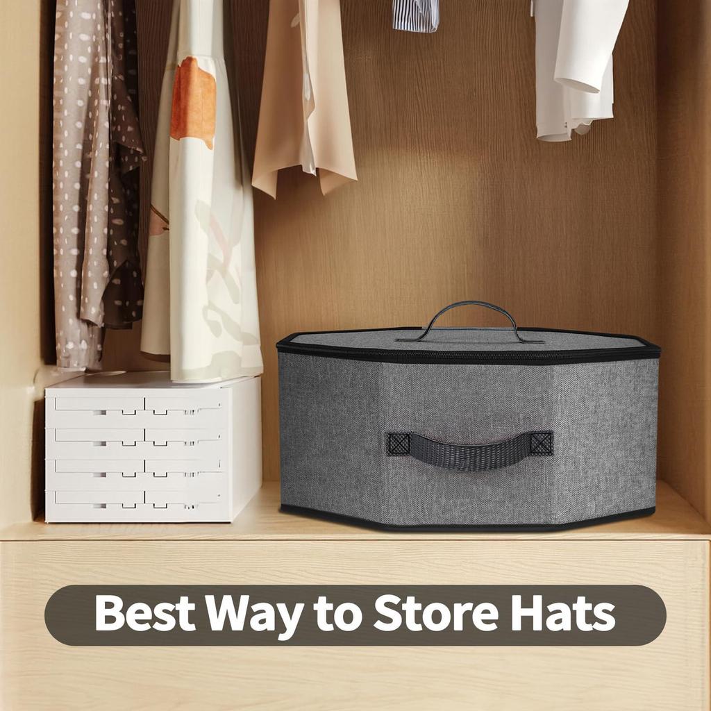 Foldable Dustproof Denim Hat Box for Travel - Large Capacity Storage