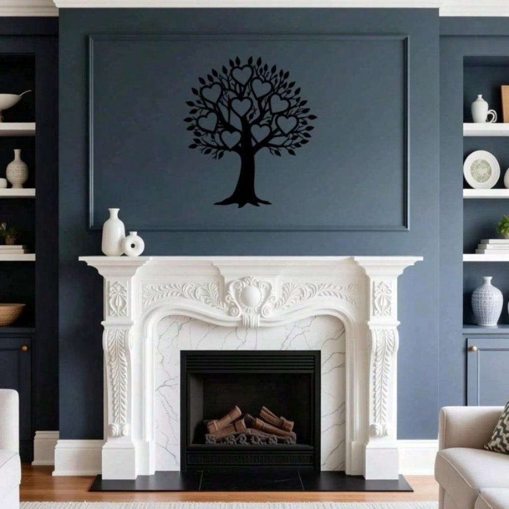 Heavy Iron Metal Wall Art Tree with Heart Holes Indoor Outdoor Home Decor Wedding Valentine Halloween Christmas Gift