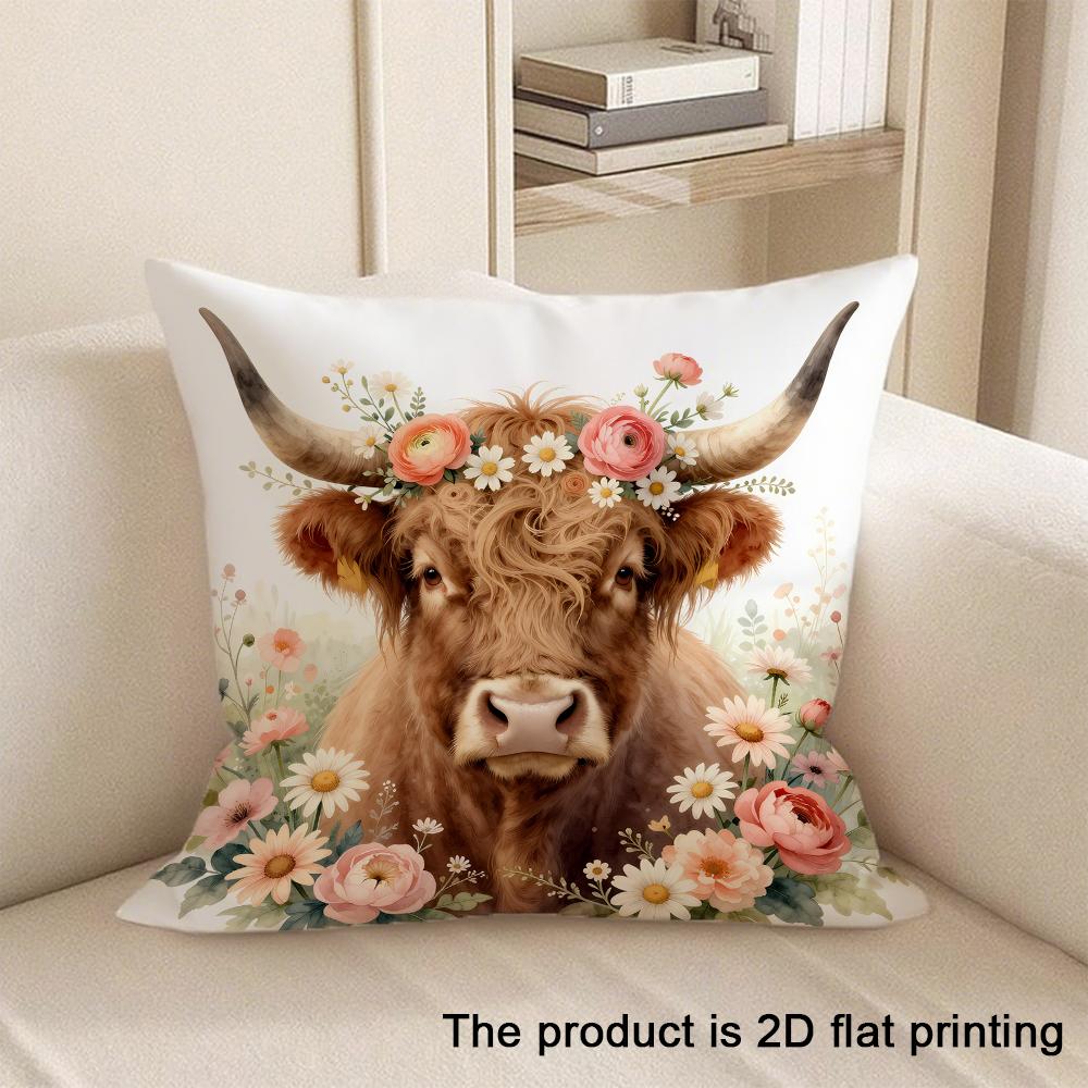 1Pc Adorable 2D Flat-Printed Pillowcases With Various Cute Animal Designs Sofa Cushion Cover Home Bedroom Room Decoration