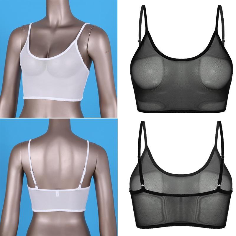 Women‘s Sheer Mesh Camisole Crop Top S-5XL: Adjustable Spaghetti Straps Sleeveless Vest for Party Club Night Out