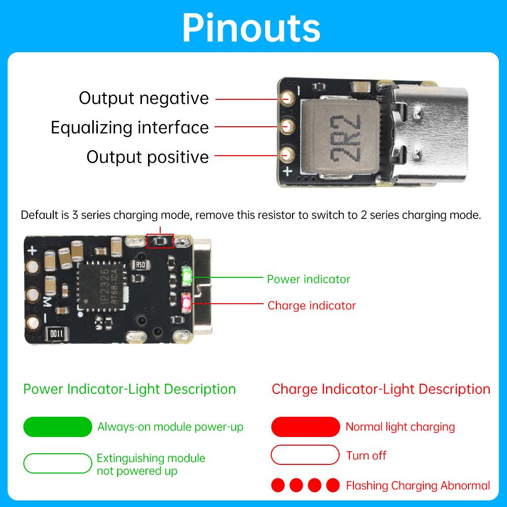 2S/3S Mini Drone Charging Module DC4.5-9.5V Polymer Li-ion Battery Equalization UAV Charge Board 3.7V Boost 18W QC Fast Charging