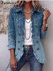 Giacca Ricamata Bohemienne Donna Autunno Cardigan Arricciato Stampa Floreale Larga Casual Manica Lunga