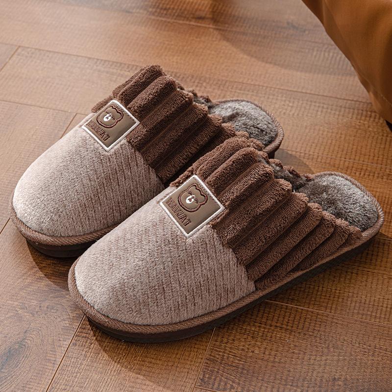 Thick bottom large size cotton slippers men's winter home home home home non-slip thickened warm outdoor wear couple slippers