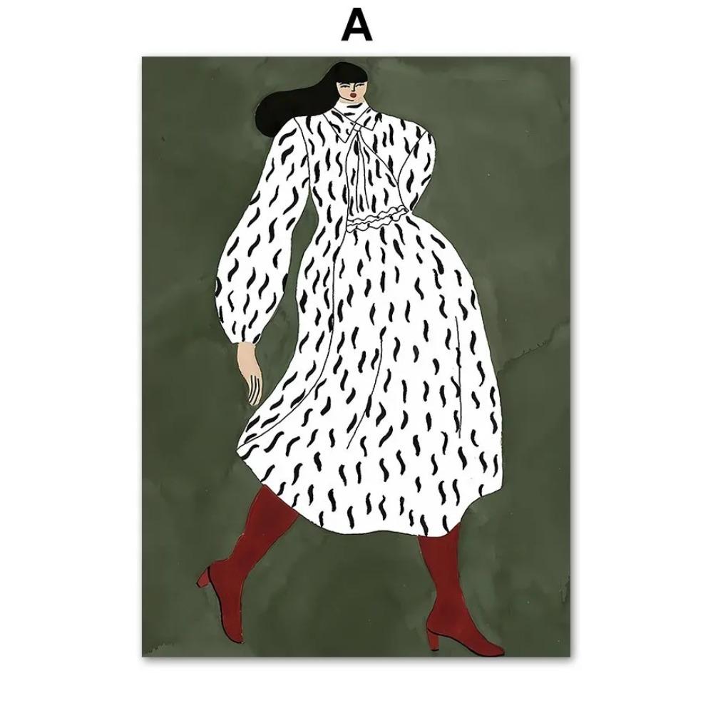 Modern Nordic Canvas Art Prints Retro Abstract Line Girl Matisse Bauhaus Inspired Gallery Wall Posters Living Room Decor