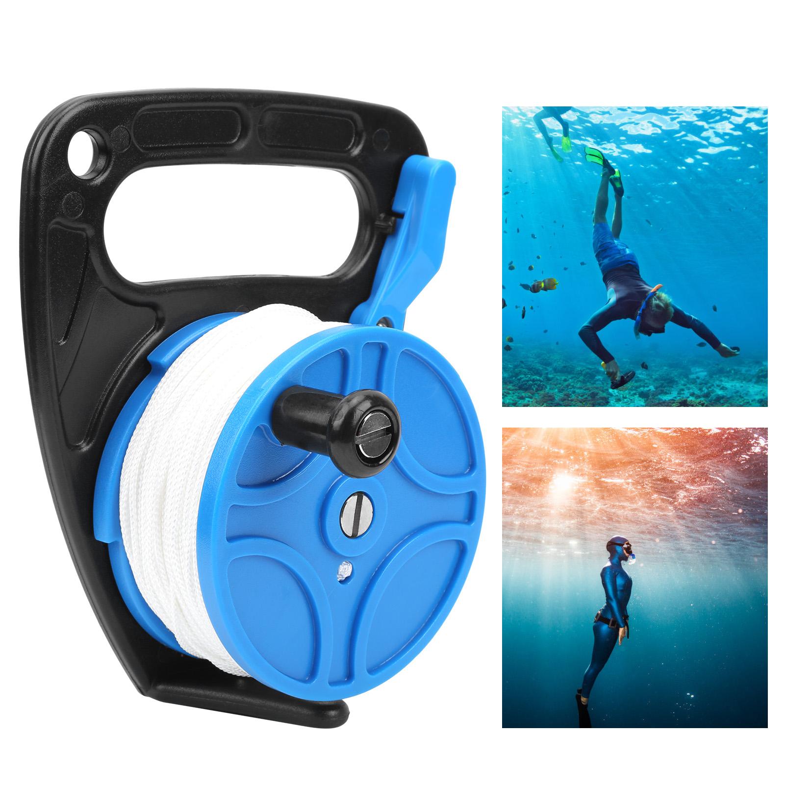 Diving Reel MultiPurpose Portable Diving Equipment with Handle Buckle Combination 289FT(Black )