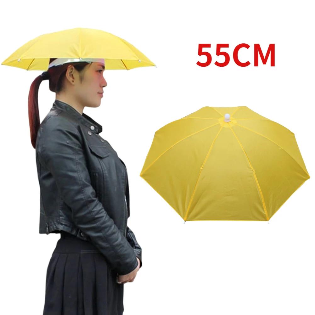 Outdoor Foldable Head Umbrella Hat Anti-Rain Anti-Sun Head-Mounted Headwear Sun Cap for Fishing Golf Cycling Hiking Camping
