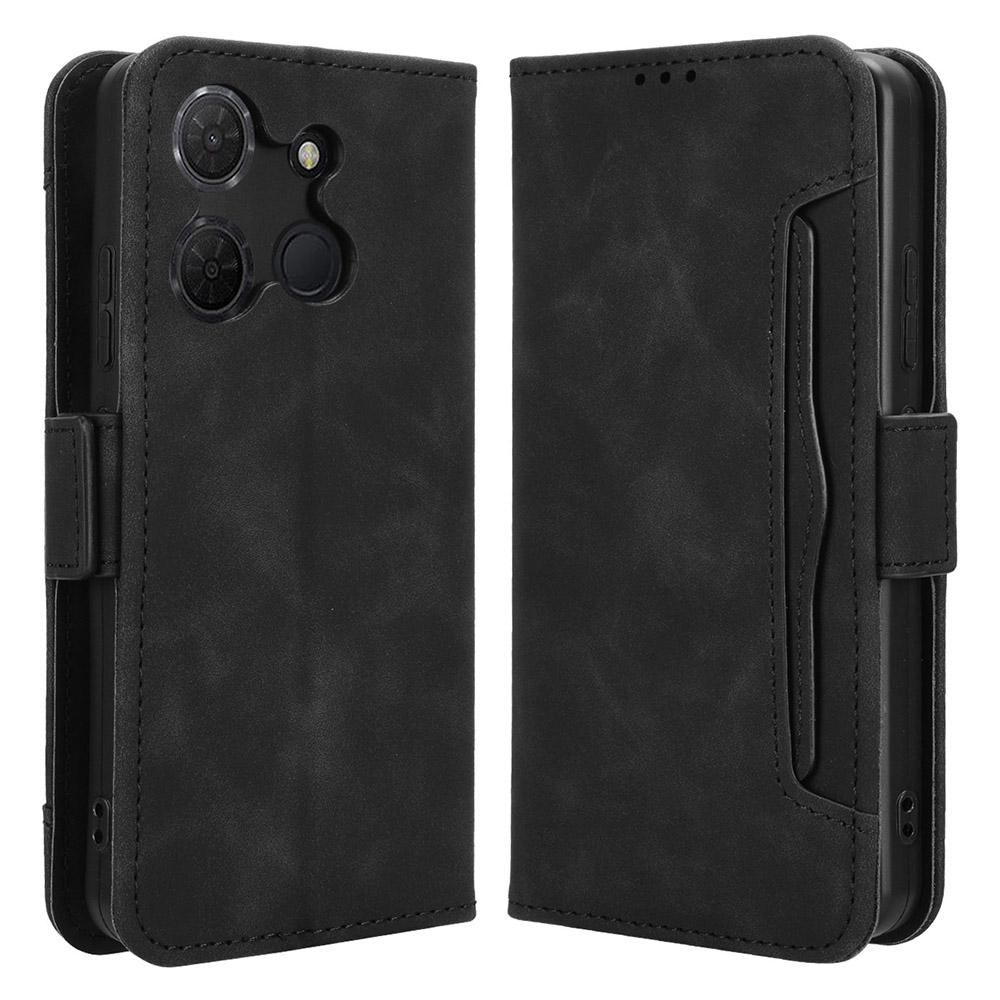 

For TCL 503 Leather Case Phone Wallet Cover with Multiple Card Slots Black