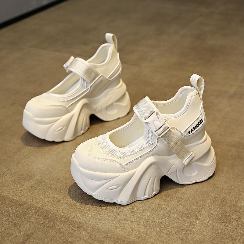 European platform dad shoes women's 2025 new autumn French shallow mouth casual high heels muffin Mary Jane shoes