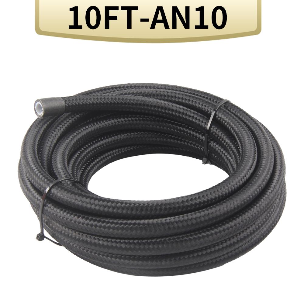 AN6 AN8 AN10 1M 3M Braided PTFE E85 Fuel Hose Oil Gas Cooler Hose Line Pipe Tube Outside 304 Stainless Steel Braided Ide