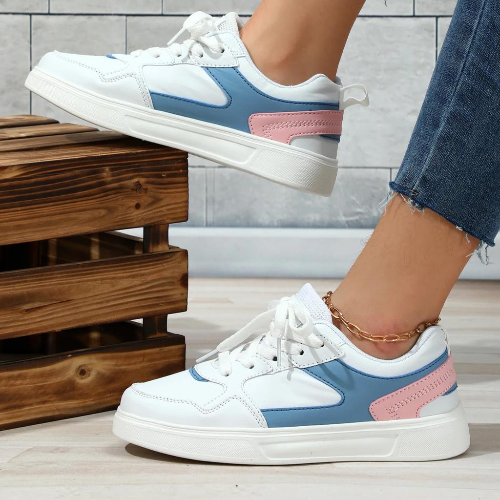 White Shoes PU Leather Board Shoes Women Breathable Casual Sneakers Men Lace-up Trendy Running Trainers Anti-slip Waterproof